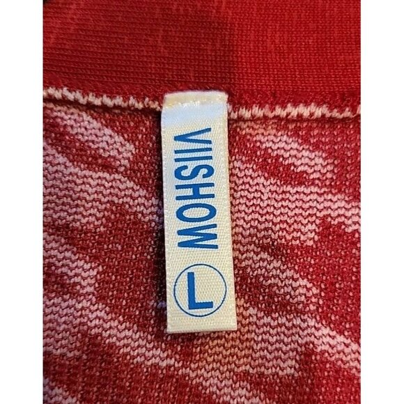 VIISHOW Womens Red And White Houndstooth Cardigan Large Christmas Holiday EUC - Picture 7 of 9